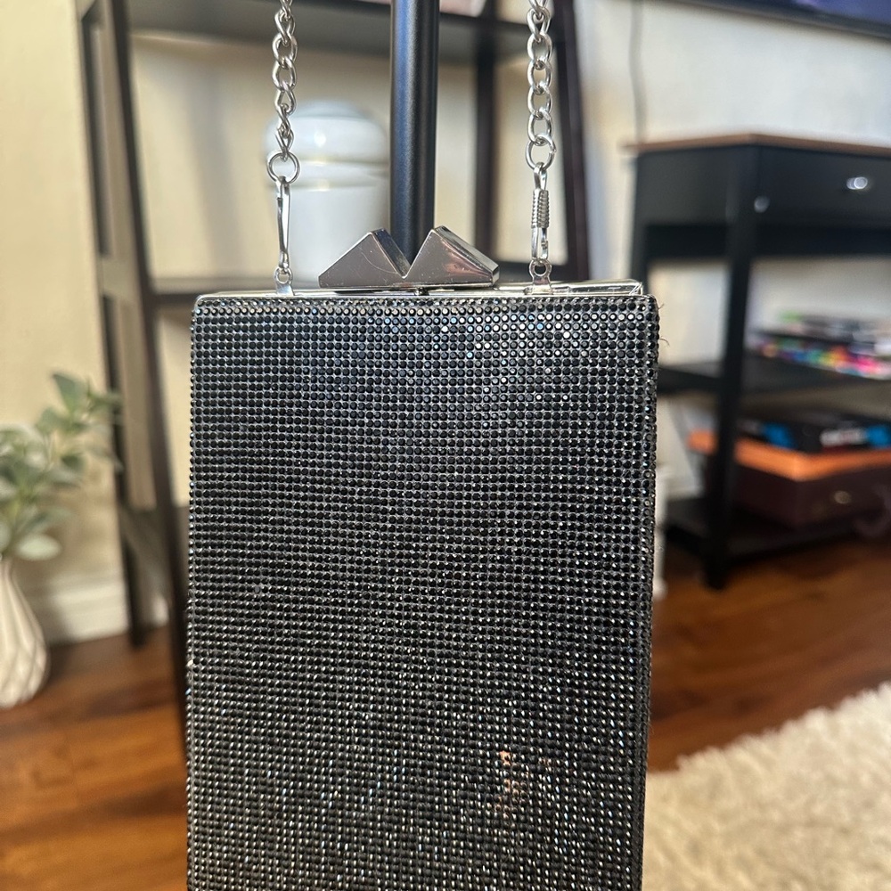 Nina Silver Crystal Clutch